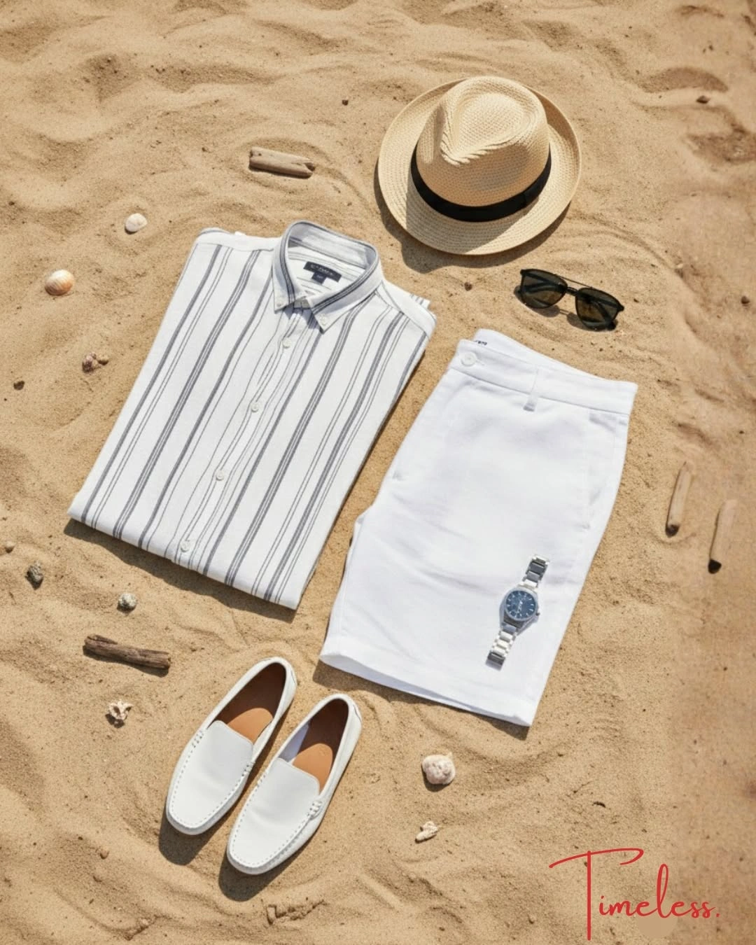 Mens Olive Stripe Short Sleeve Shirt